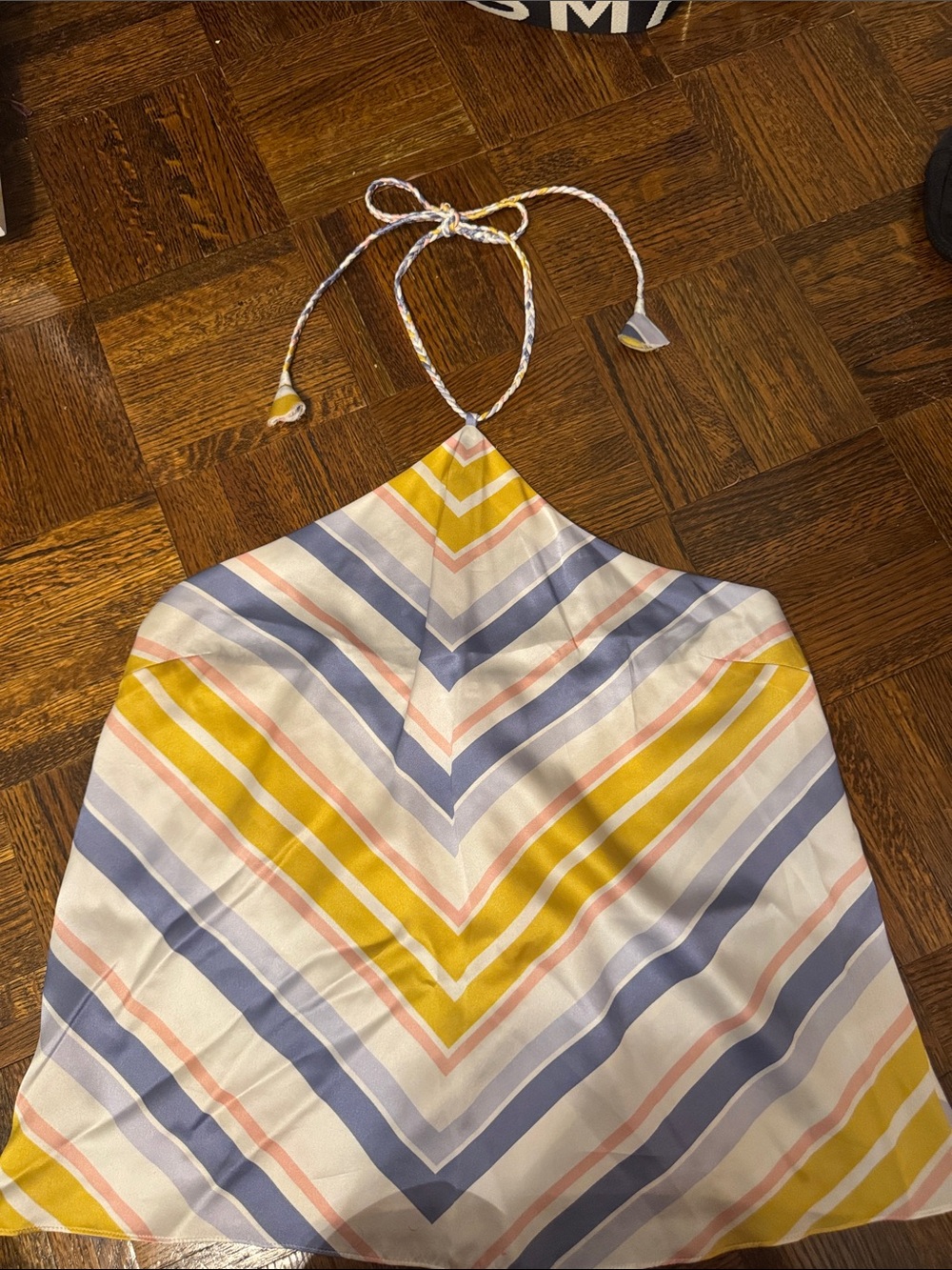 Striped Halter Neck Blouse in Yellow, Blue & Pink